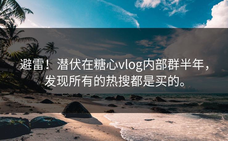 避雷！潜伏在糖心vlog内部群半年，发现所有的热搜都是买的。