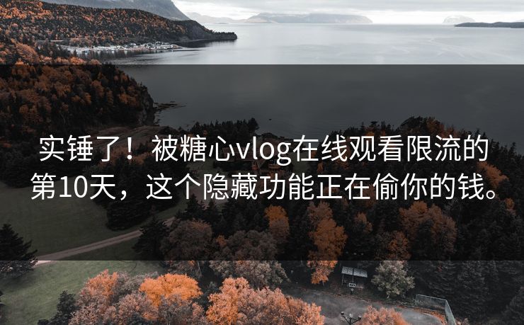 实锤了！被糖心vlog在线观看限流的第10天，这个隐藏功能正在偷你的钱。