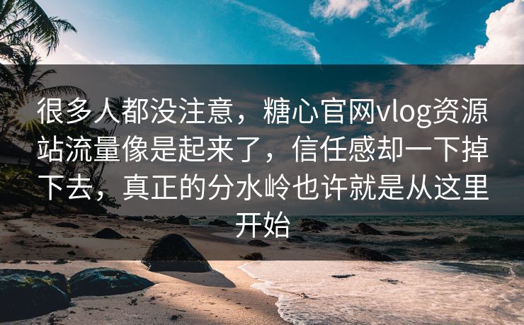 很多人都没注意，糖心官网vlog资源站流量像是起来了，信任感却一下掉下去，真正的分水岭也许就是从这里开始