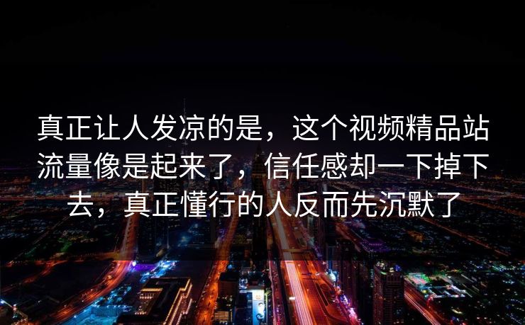 真正让人发凉的是，这个视频精品站流量像是起来了，信任感却一下掉下去，真正懂行的人反而先沉默了