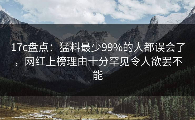 17c盘点：猛料最少99%的人都误会了，网红上榜理由十分罕见令人欲罢不能