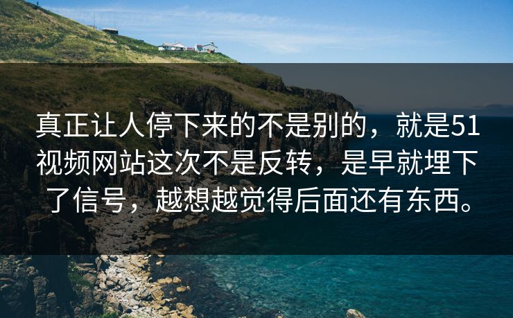真正让人停下来的不是别的，就是51视频网站这次不是反转，是早就埋下了信号，越想越觉得后面还有东西。