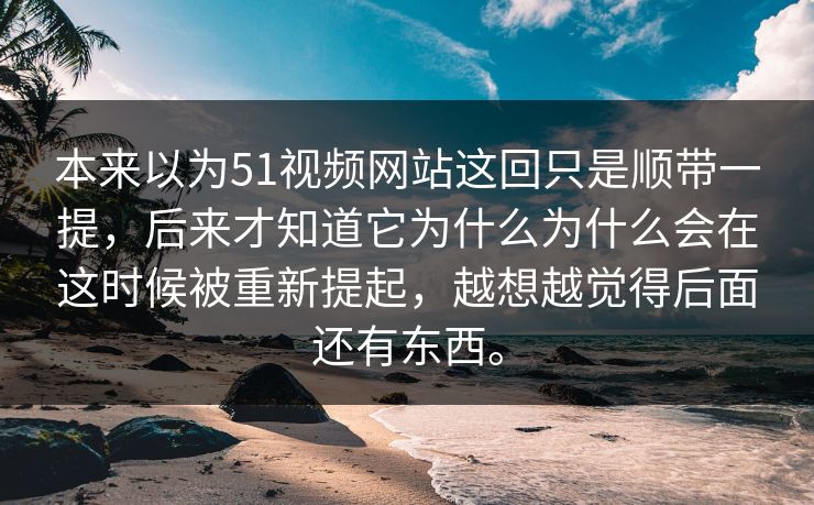 本来以为51视频网站这回只是顺带一提，后来才知道它为什么为什么会在这时候被重新提起，越想越觉得后面还有东西。